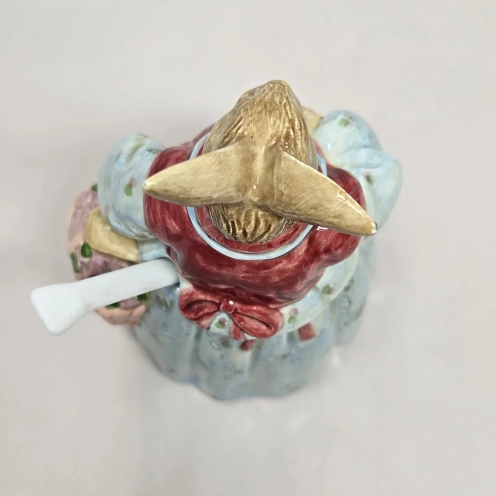 Vintage Otagirl Mrs Rabbit Ceramics 2 Tea Cups-Sugar Holder & Spoon Edith Coll.